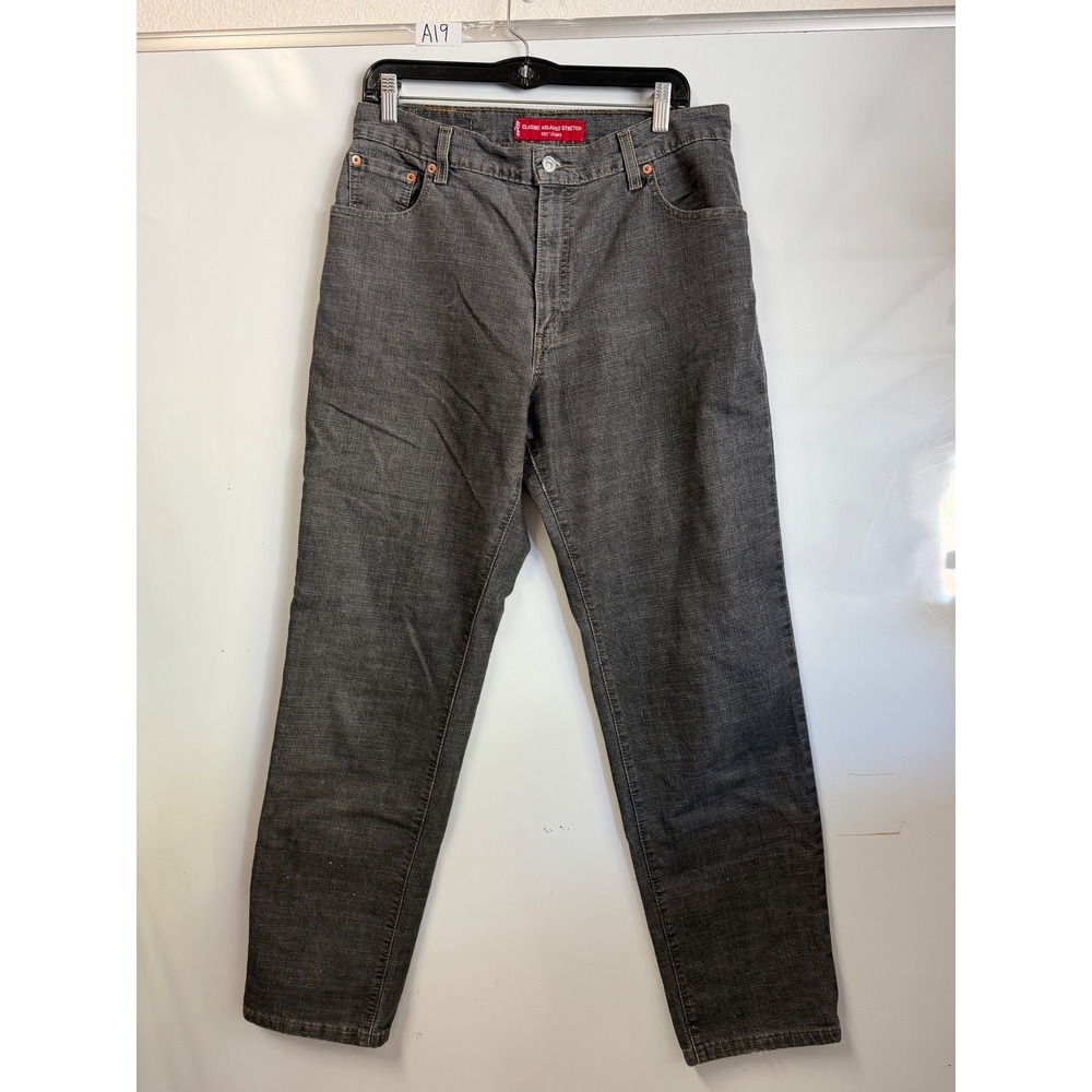 Levis 550 Classic Relaxed Stretch Jeans Gray Tapered Leg Womens 12 MIS M
